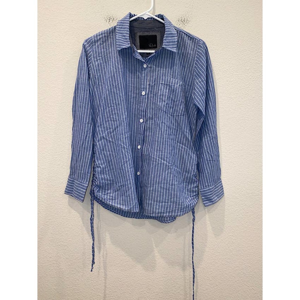 Rails Blouse Button Front Cotton Side Tie Ruching… - image 1